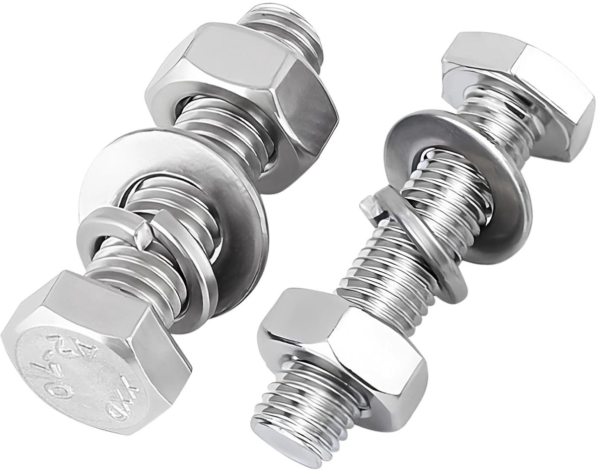 M5x20 RVS Hexagon Schrauben Set van 60 Stuks met Moeren en Ringen voor Meubelreparatie en Klussen