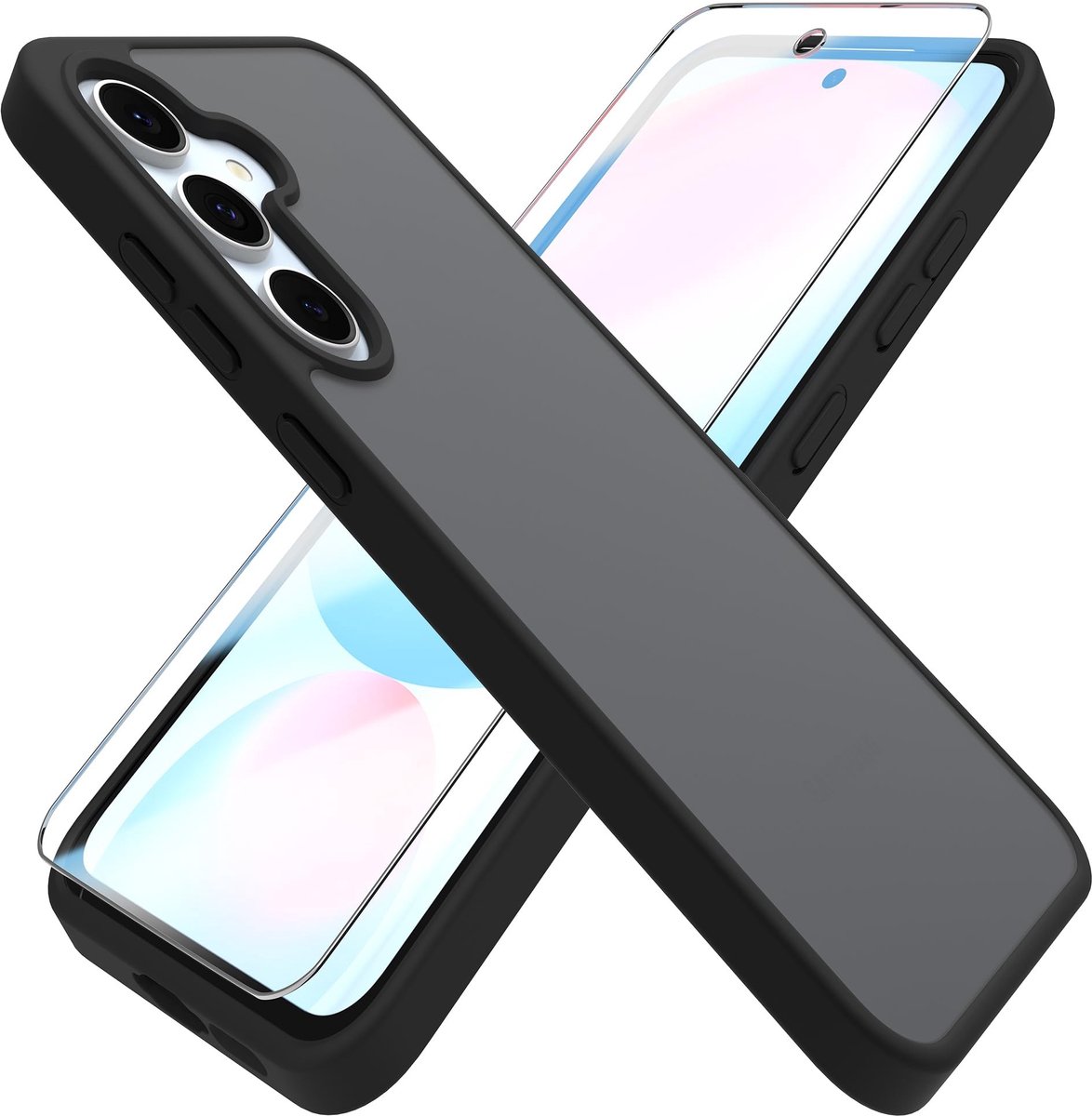SolidKeus - Transparante Hoes voor Samsung Galaxy S24 FE 5G met Screen Protector