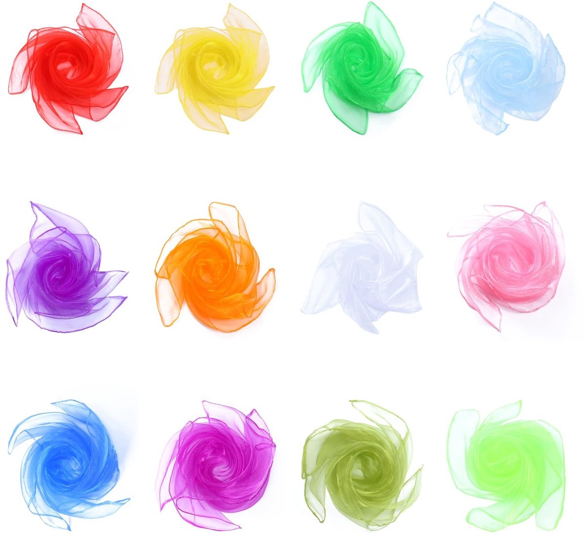 SolidKeus - Set van 12 Kleurrijke Chiffon Doeken voor Juggling en Decoratie