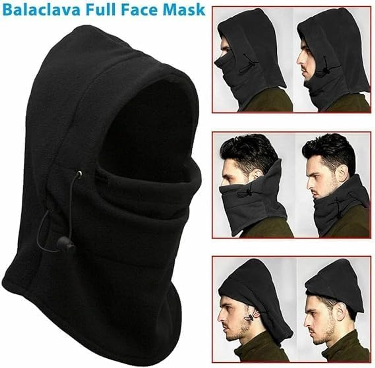 Bivakmuts voor de winter, bivakmuts voor heren en dames, skimasker, winddicht, warme balaclava, verstelbare fleece bivakmutsen winter