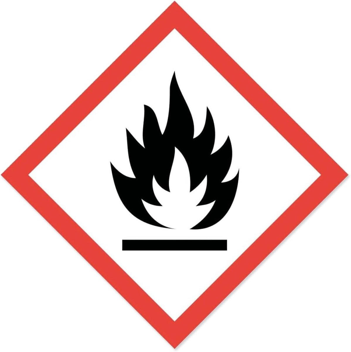 ISecur Gevarensticker GHS02 Licht Ontvlambaar 20 x 20 cm - hin705 | Weerbestendige folie met UV-bescherming, symbool gevaarlijke stof