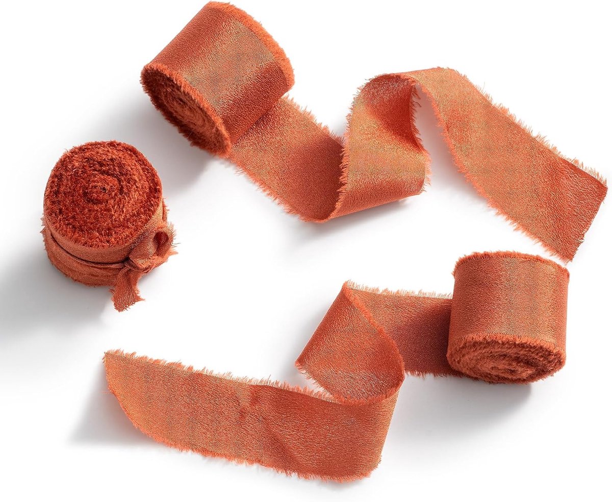 Cadeaulint Bruiloftslint Decoratief Lint Satijnen Decoratie Lint voor Bruiloft Thanksgiving Verjaardag 25 mm x 6,4 m Terracotta