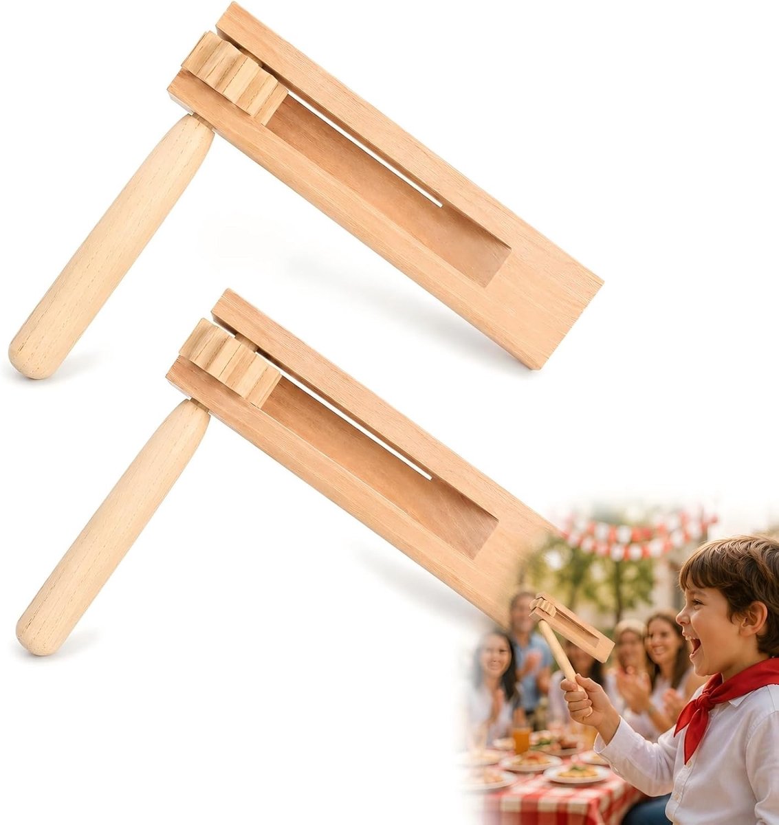 2 stuks houten spinning ratel - lawaai fabrikant Grogger Noise Ratchet houten spinning ratel traditioneel speelug voor feestbedankjes sportevenementen en feestelijke evenementen