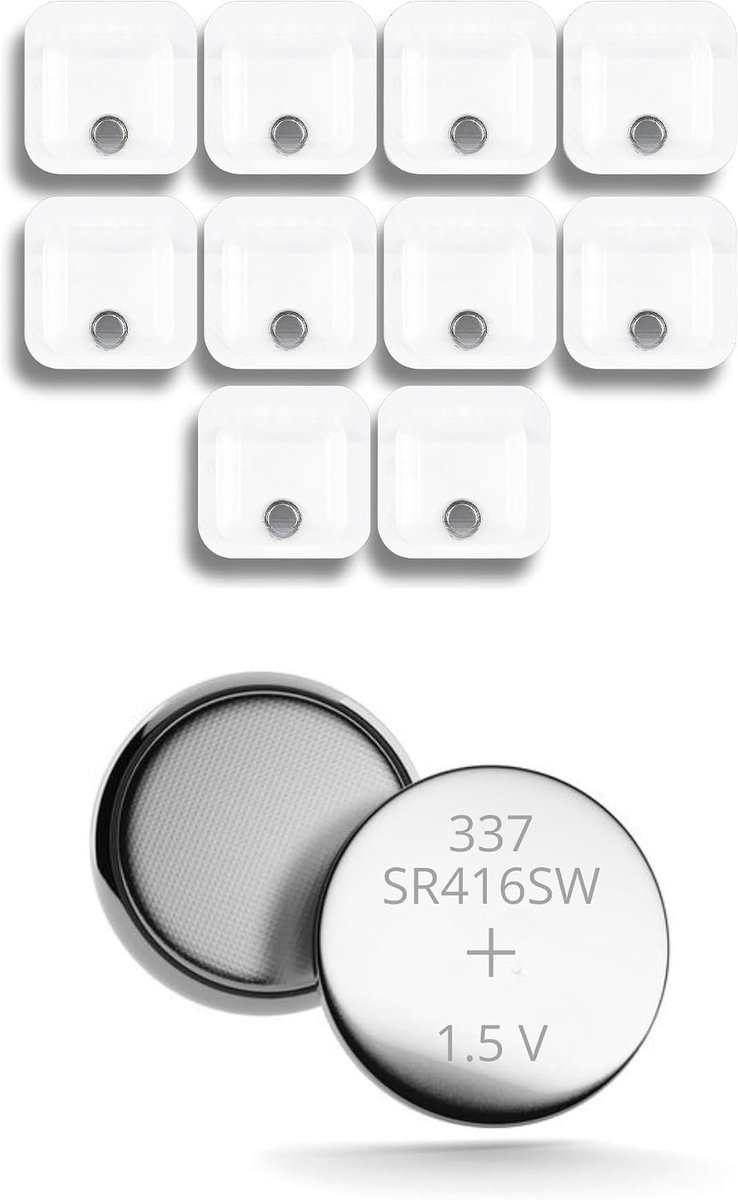 Knoopcelbatterijen 337 SR416SW Zilveroxide (10 Stuks) | Zilveroxide, 8 mAh, Lange levensduur, Kwikvrij, Lekvrij, Voor Vip Pro spy oortje, Originele vervanging