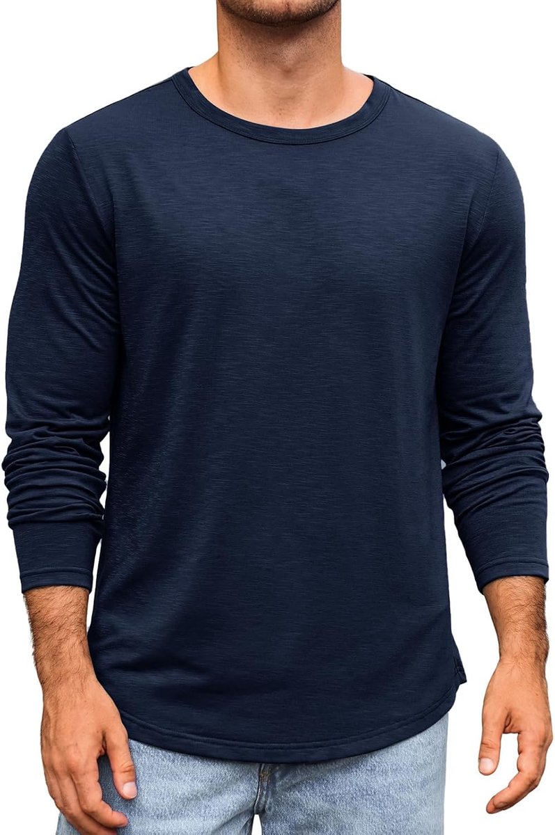Heren shirt met lange mouwen ronde hals lange mouwen effen regular fit bovenstuk sport vrije tijd shirts casual basic onderhemd