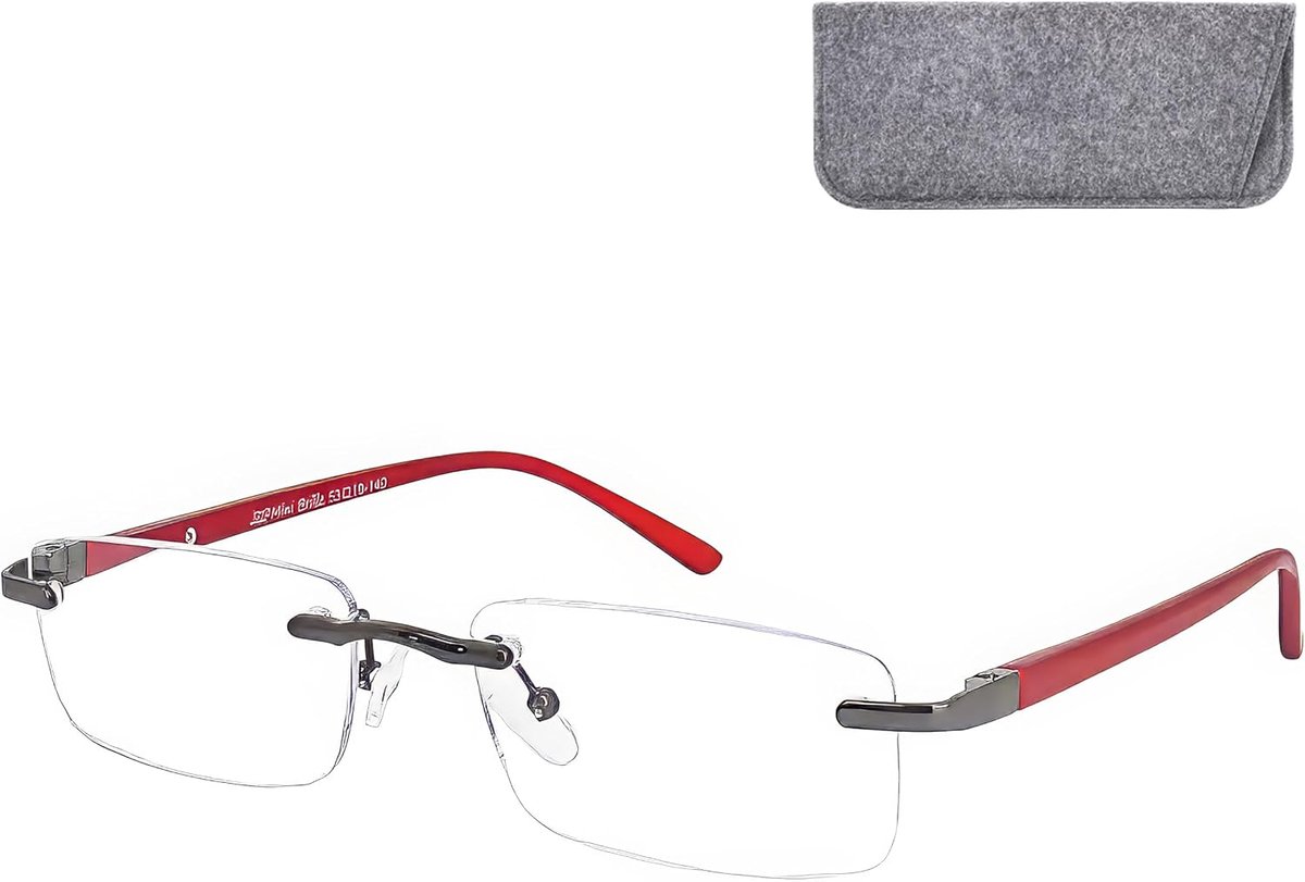 Leesbril – RVS Frame, Rechthoekige Glazen + Etui