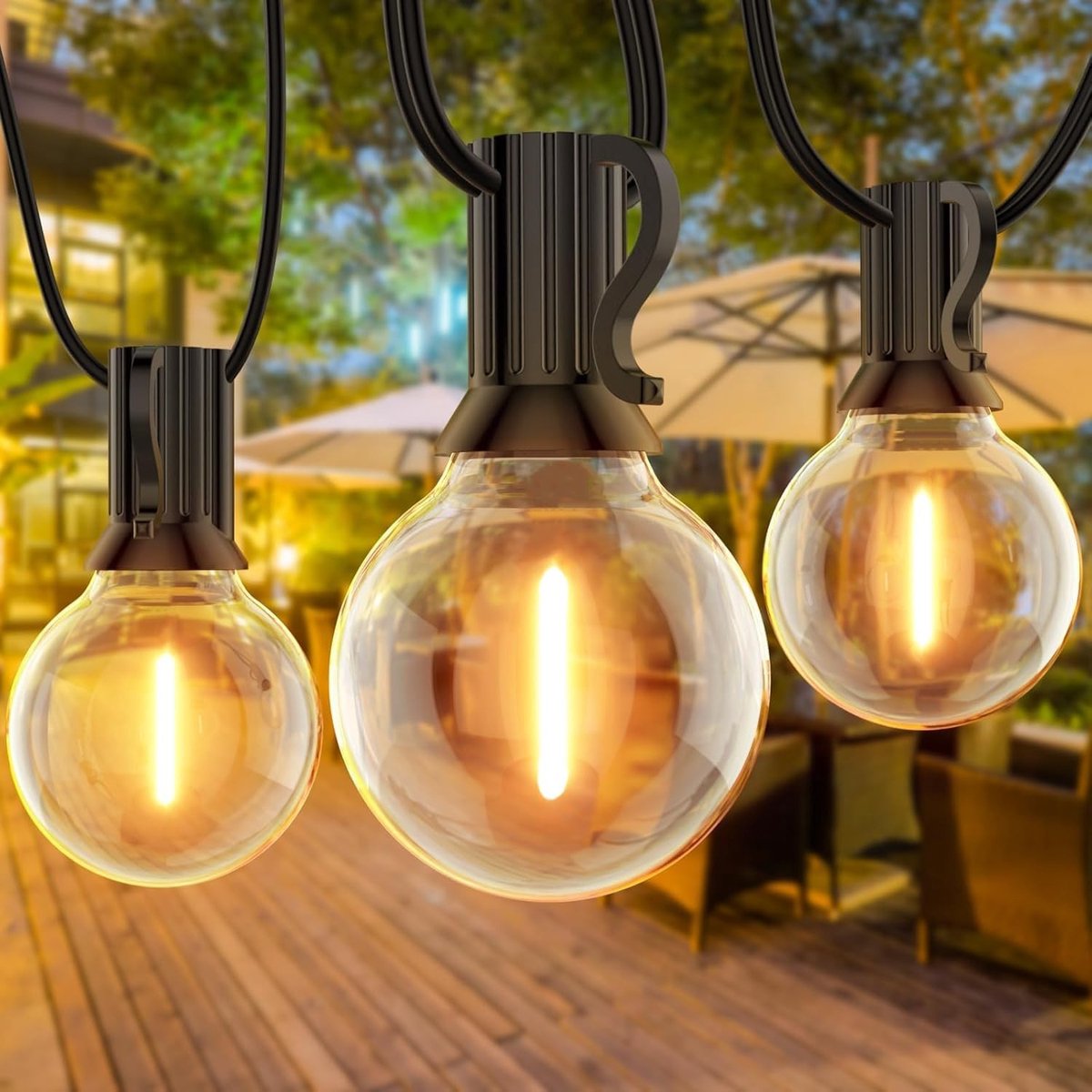 Tuinverlichting buiten lichtsnoern - Transparant - 7,6 meter - Waterdichte LED lichtslinger met 12 lampen - Voor tuin en terras