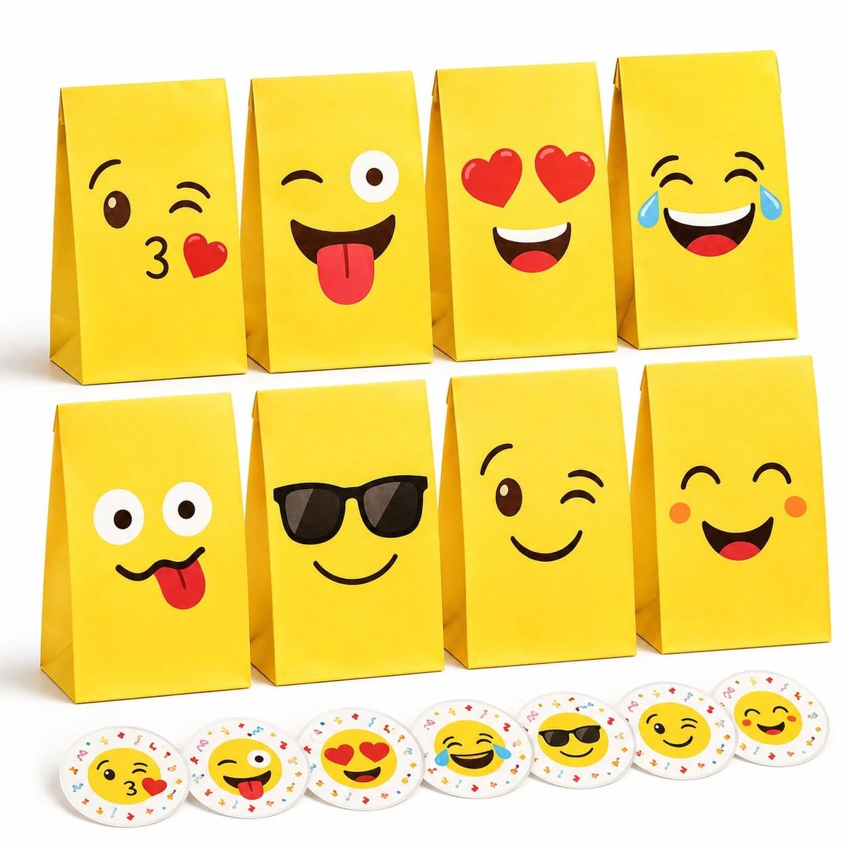 SolidKeus - Set van 24 Kleurrijke Papieren Zakjes met Stickers