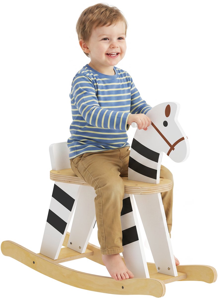 Sogiol® Houten Schommelpaard voor Kinderen 3 Jaar - met brede basis - 68x26x53cm