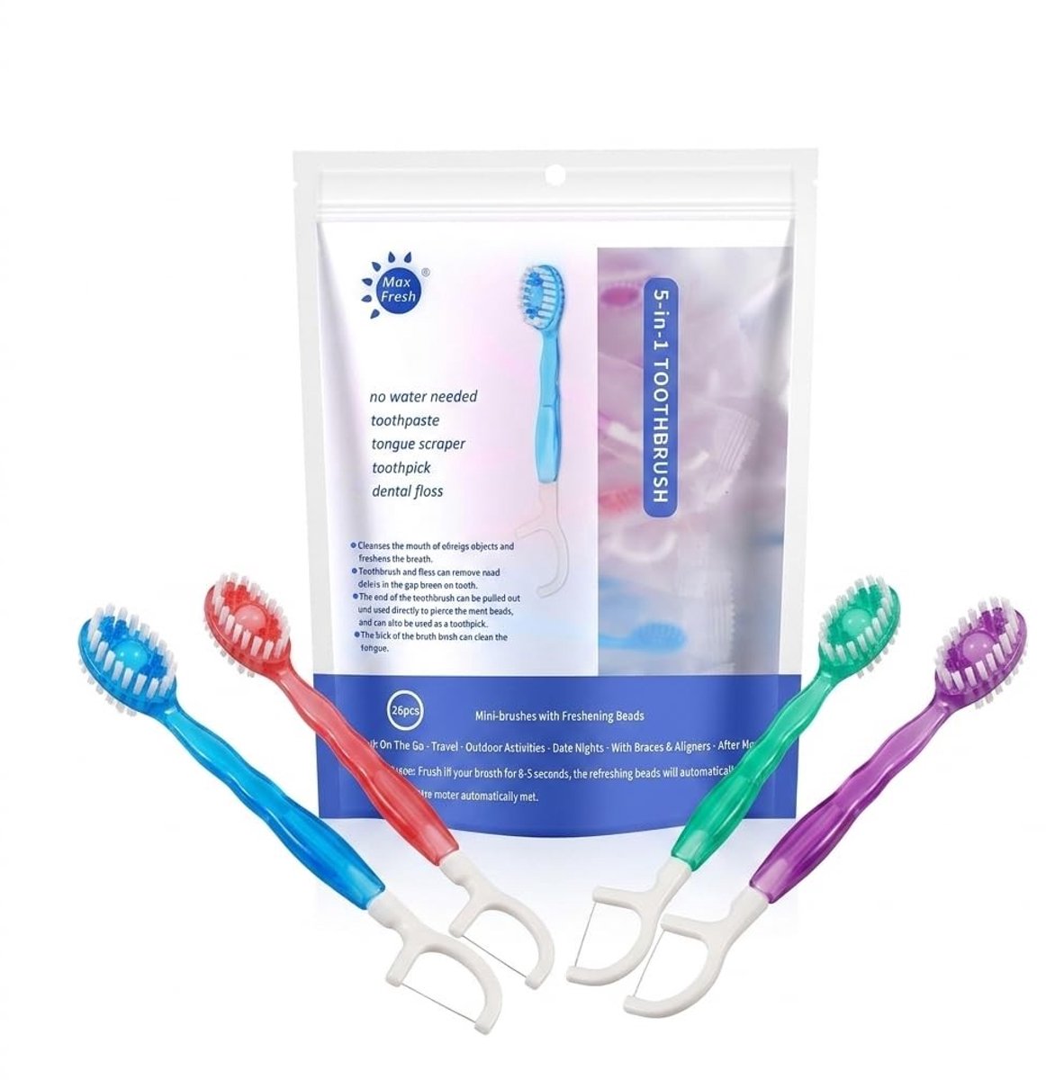 SolidKeus - Set van 16 Mini Reistandenborstels 5-in-1 voor Mondhygiëne
