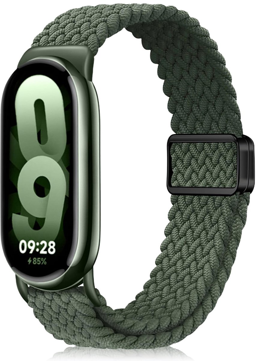 SolidKeus - Magnetische Nylon Vervangarmband voor Smart Band 9/8 - Olijfgroen