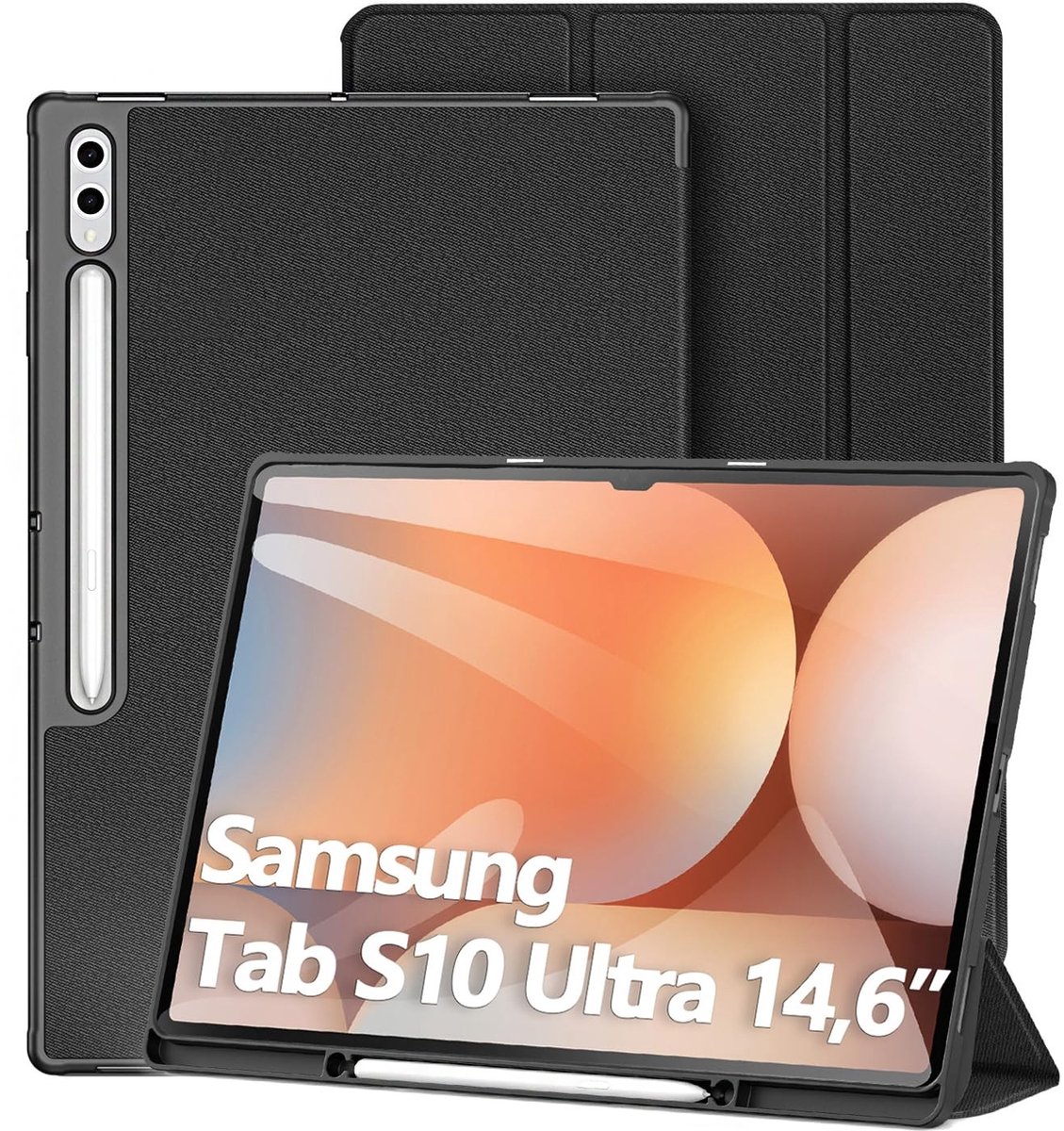SolidKeus - Tablet Hoes voor Samsung Galaxy Tab S10 Ultra met Penhouder en Slimme Stand