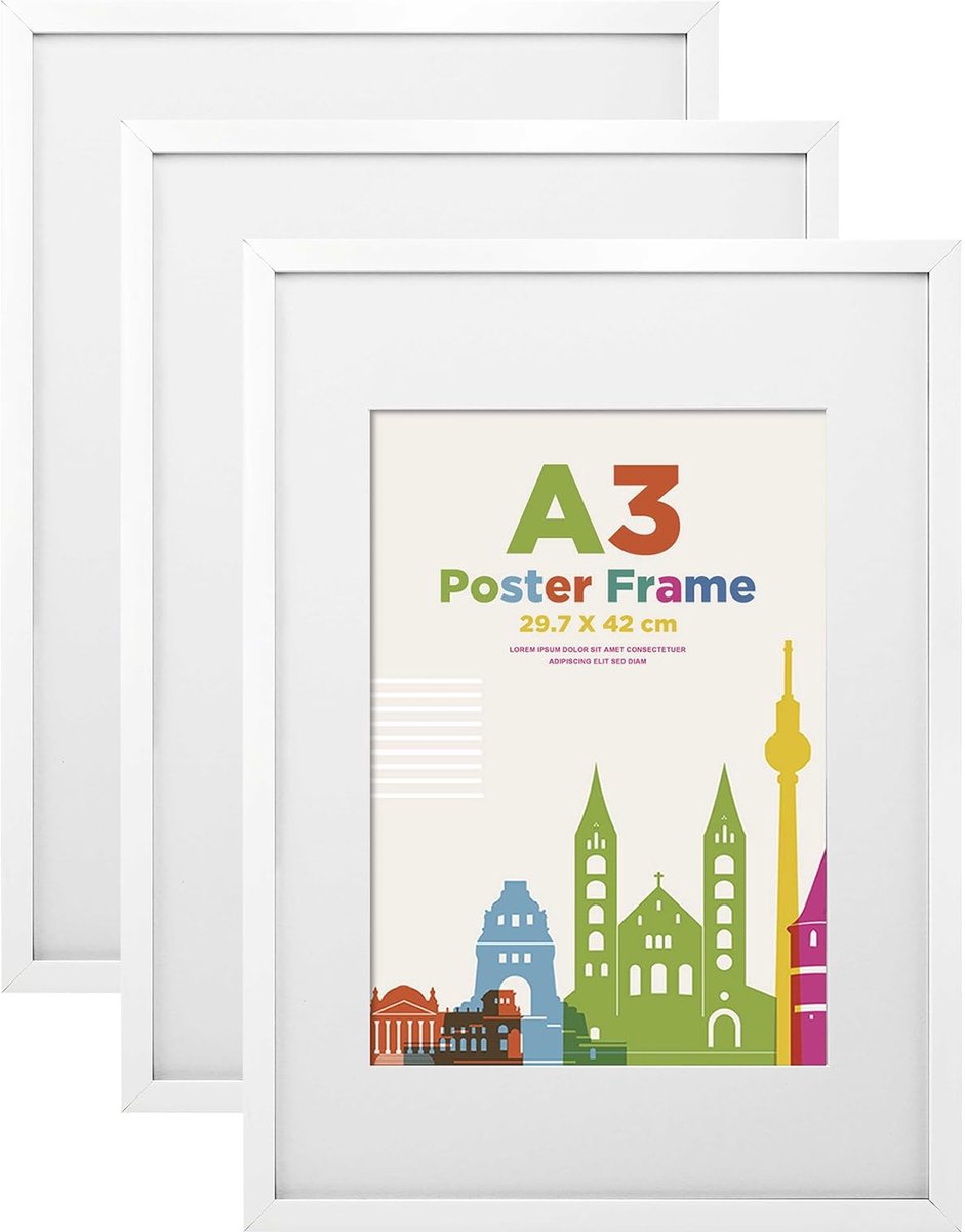 SolidKeus - Houten Fotolijst A3 met Acrylglas Set van 3