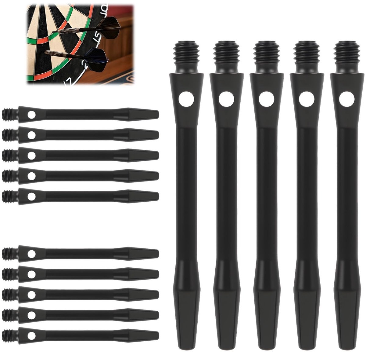 Dartschachten Set - Metalen Shafts - Darts Spelen - Universeel Schroefdraad - 45 mm Lengte - Zwart