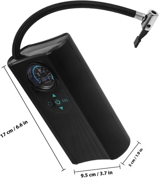 Draagbare Autobandenpomp 12V – Luchtcompressor | Draagbare Luchtpomp – Zwart Kunststof – Snel Oppompen – Elegant Ontwerp — afbeelding 3