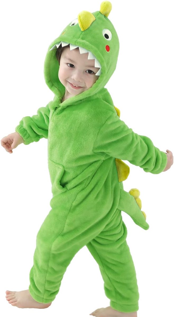 Dinosaurus Kostuum Onesie met Capuchon,Carnavalskleding voor Kinderen