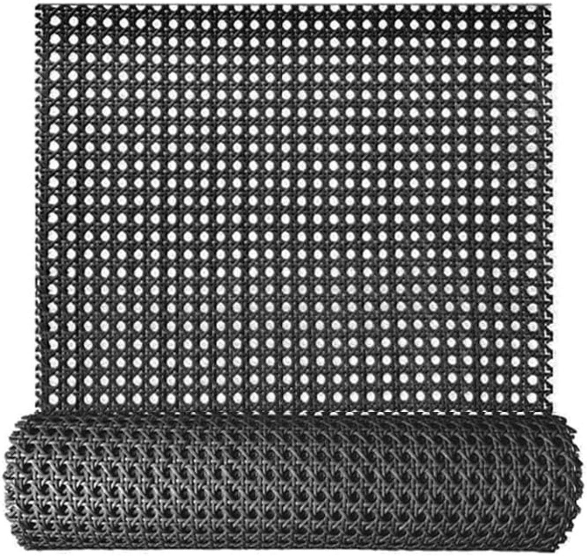 50 cm x 500 cm kunststof zwart rotan vlechtwerk, Weens vlechtwerk per meter, flexibel geweven net voor stoelen en meubels upcycling
