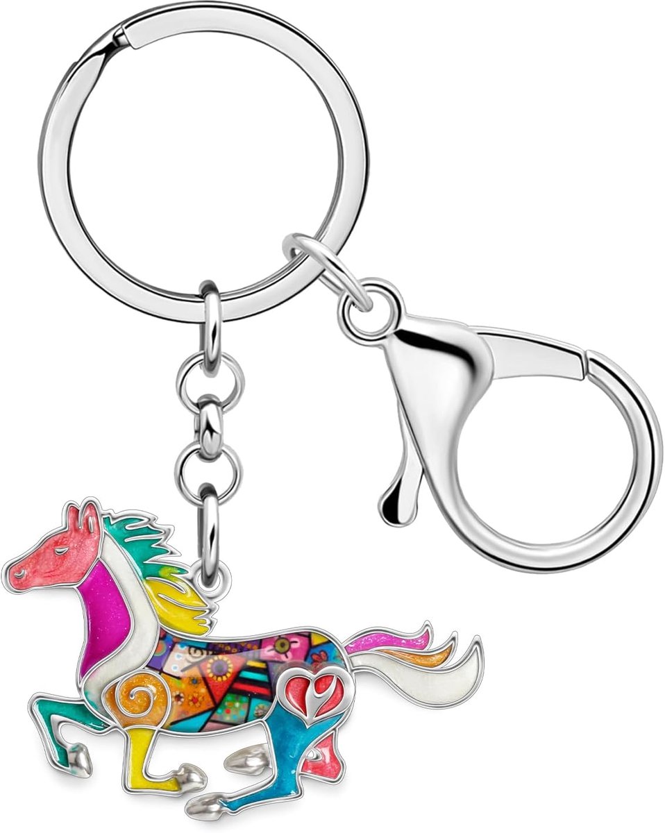 Legering Paard Sleutelhanger Geschenken Voor Paardenliefhebbers Vrouwen Meisjes, Handgemaakte Emaille Dier Sleutelhangers Portemonnee Tas Charms Accessoires