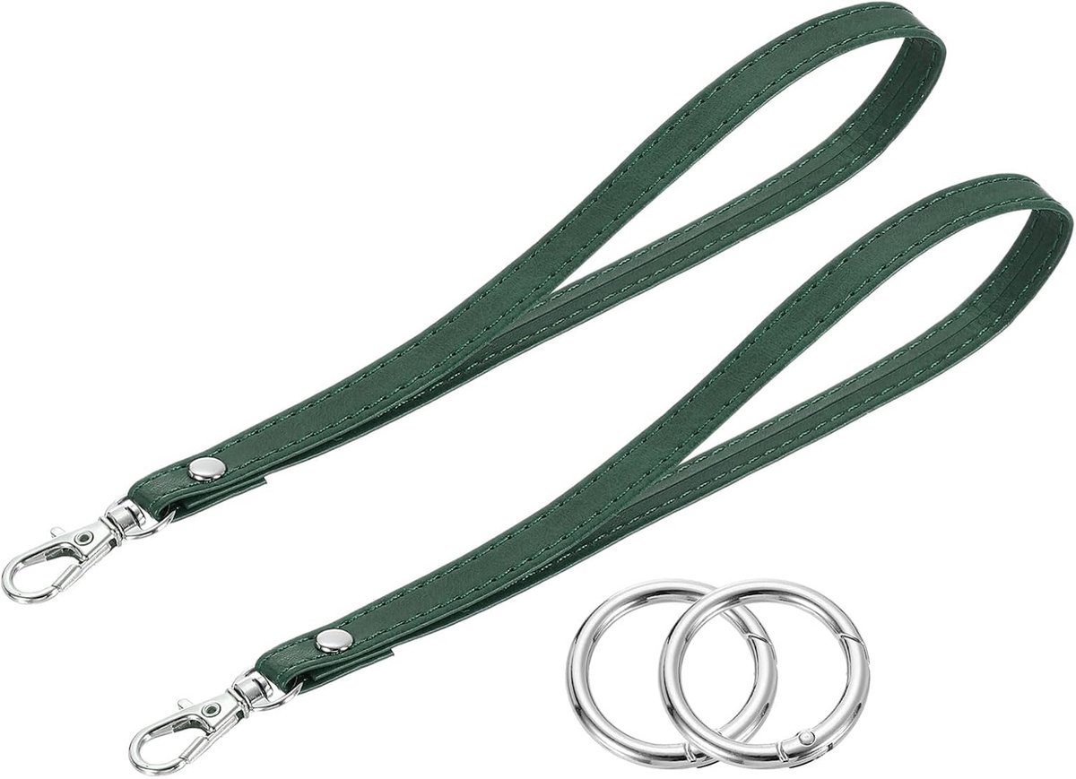 Polsband, 2 stuks, sleutelband, PU-leer, polsband, vervangingsring voor telefoon, sleutels, portefeuille, tas, groen, Groen