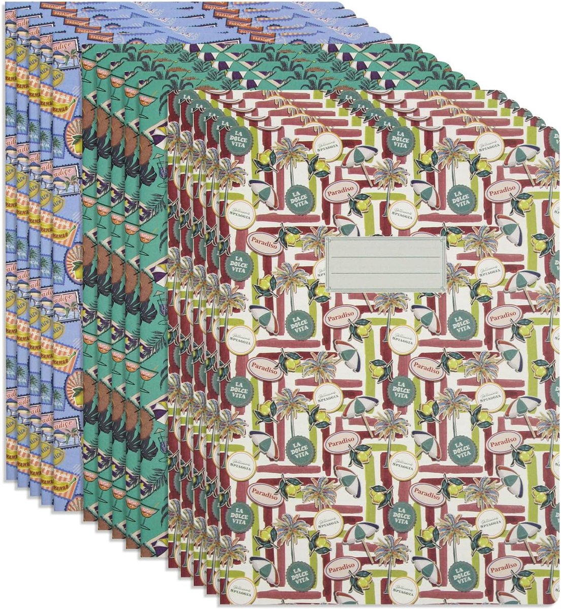 Cover Journal Notebooks 15 Pack, A4 gelinieerd notitieboek, 210x297mm, 64 pagina's, 70gsm papier, zomerserie (Sunny Blaze, Zesty Lemon, Bright Summer, 5 elk), voor werk, reizen, school