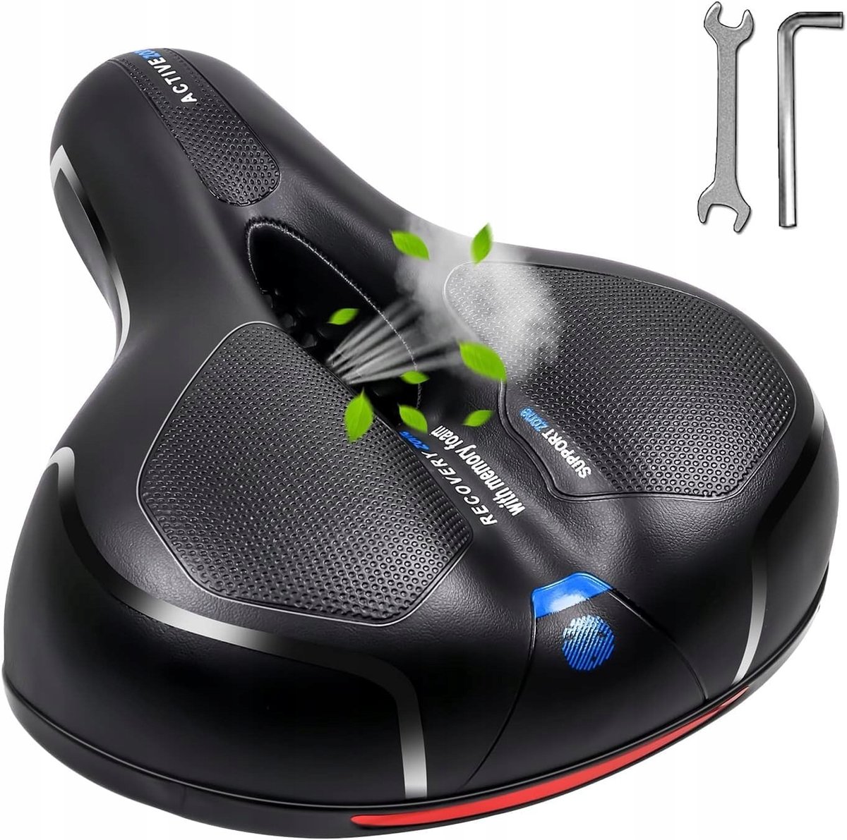Comfortabel Fietszadel Breed Waterdicht Geveerd voor MTB & Racefiets