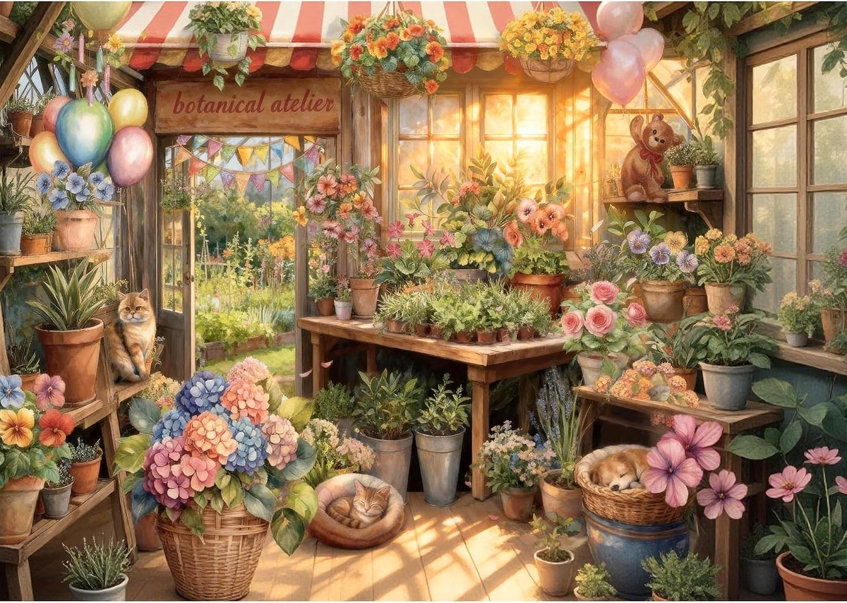 Puzzelstukjes voor Volwassenen - Bloemenhuis - 70 x 51 cm - 1000-delige Legpuzzel met Stijlvolle Geschenkdoos - Voor Puzzelliefhebbers