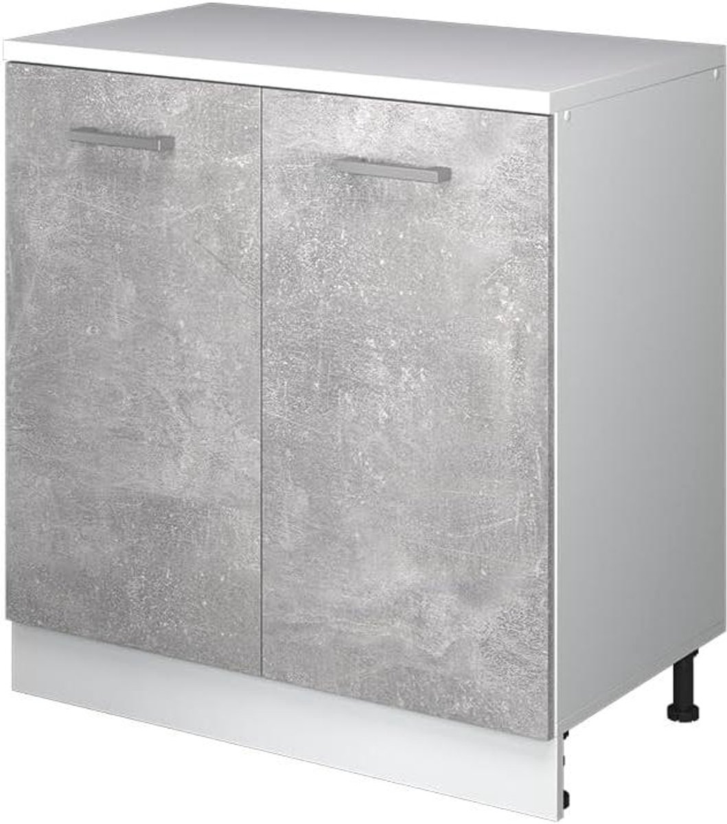 Keukenkast Schuine Wand - Opbergkast Keuken - Ruimte Optimaliseren - Met 2 Deuren - 80 cm Breed - Betonlook