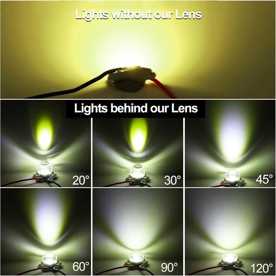 12mm LED Convexe lens, 36 Pack 30 graden stralingshoek PMMA acryl LED Optische Convexe Condensator Lens voor 1W 3W LED Lamp Kralen Infrarood Camera's, Transparant — afbeelding 2