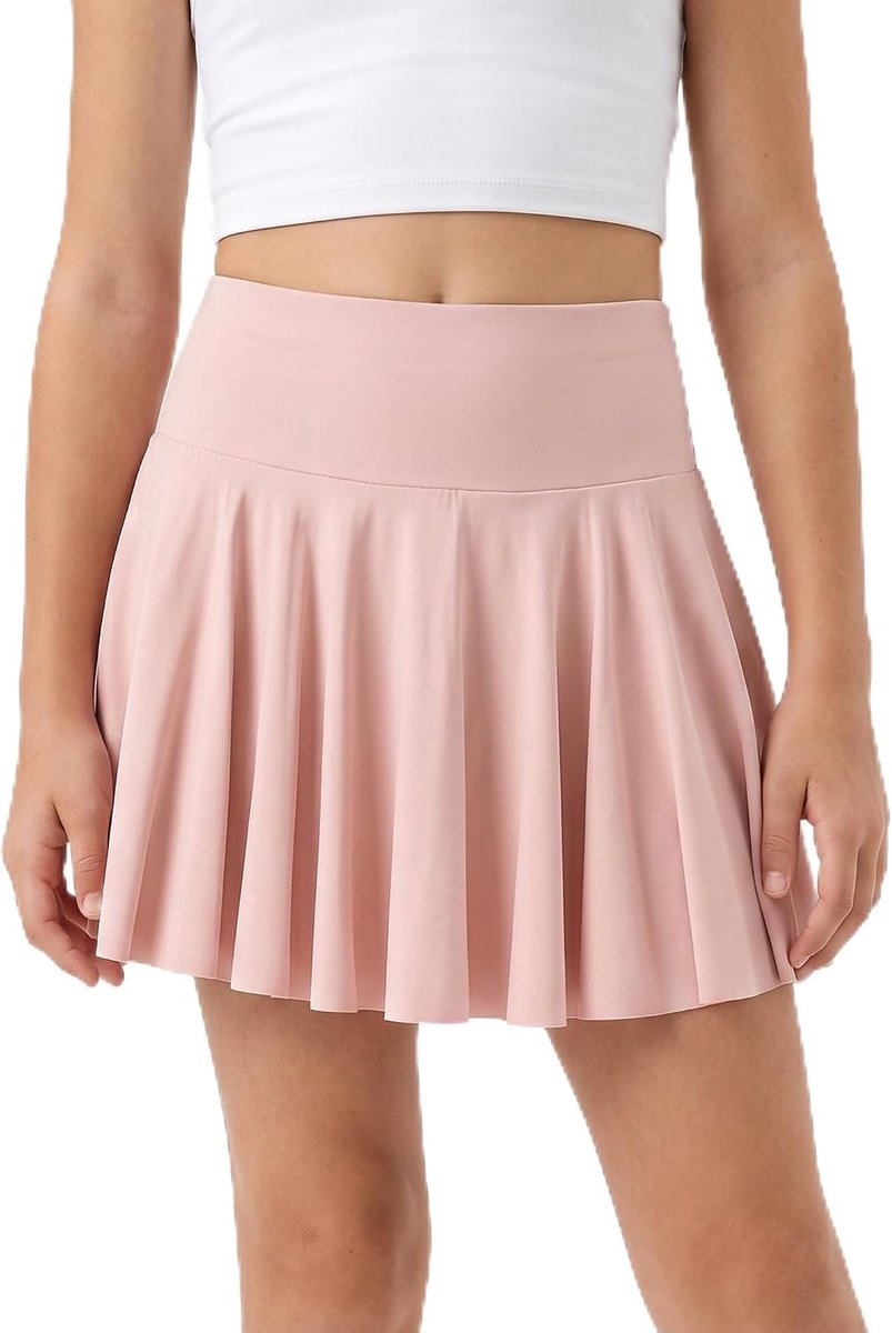 Tennisrok voor meisjes met broek, rok voor meisjes met zakken, hoge taille, sportrok, A-lijn, plooirok, kinderen, effen, golfrok, broekrok, zomerrok, minirok, 7-14 jaar