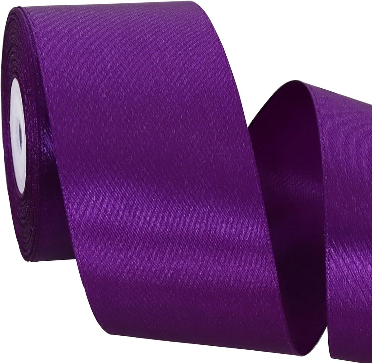2 "x 25 Yds Breed Donker Paars Satijn Lint Effen Stof Linten Roll voor Ambachten Stoel Sjerp Valentijnsdag Cadeauverpakking Uitnodigingskaarten Bloemen Haar Bogen Naaien Party Bruiloft Auto Decoratie