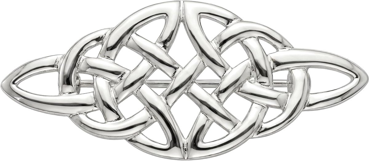 Castle 925 sterling zilver Keltische broche voor vrouwen - dames broche pin met sieraden geschenkdoos - 48mm x 18mm
