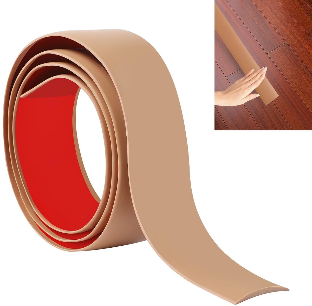100cm×4cm Laminaatvloer Drempelovergangsstrip, Zelfklevende Vinylvloerstrip, Tegels of Tapijtrand Overgangsrand (Bruin)