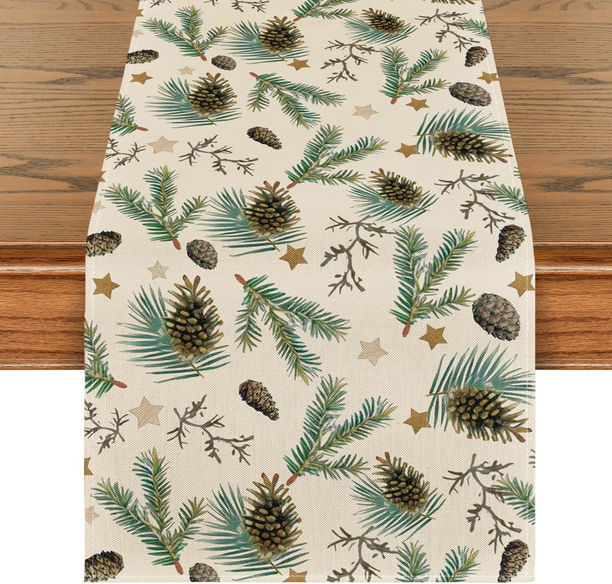 Mode Tafelloper met dennenappels, bladeren, kerstdecoratie, winter, keuken, binnendecoratie, vakantie, party, decoratie, 40 x 180 cm