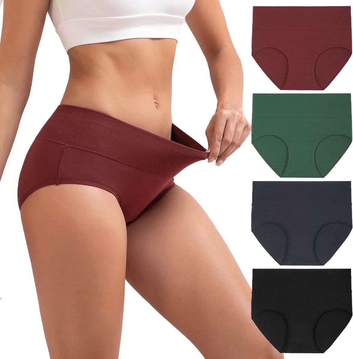 Onderbroeken voor dames, hoge taille, katoen, ondergoed, slips, zachte slips, vrouwen, verpakking van 4 stuks