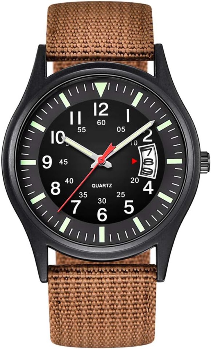 Analoog Polshorloge voor Heren, Buiten, Casual Quartzhorloge (koffie)