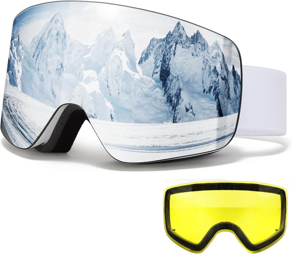 YH227 OTG Skibril voor Unisex Verstelbare Maat Anti-condens UV-bescherming Snowboard Sneeuwspiegel voor Skiën Fietsen Wintersport