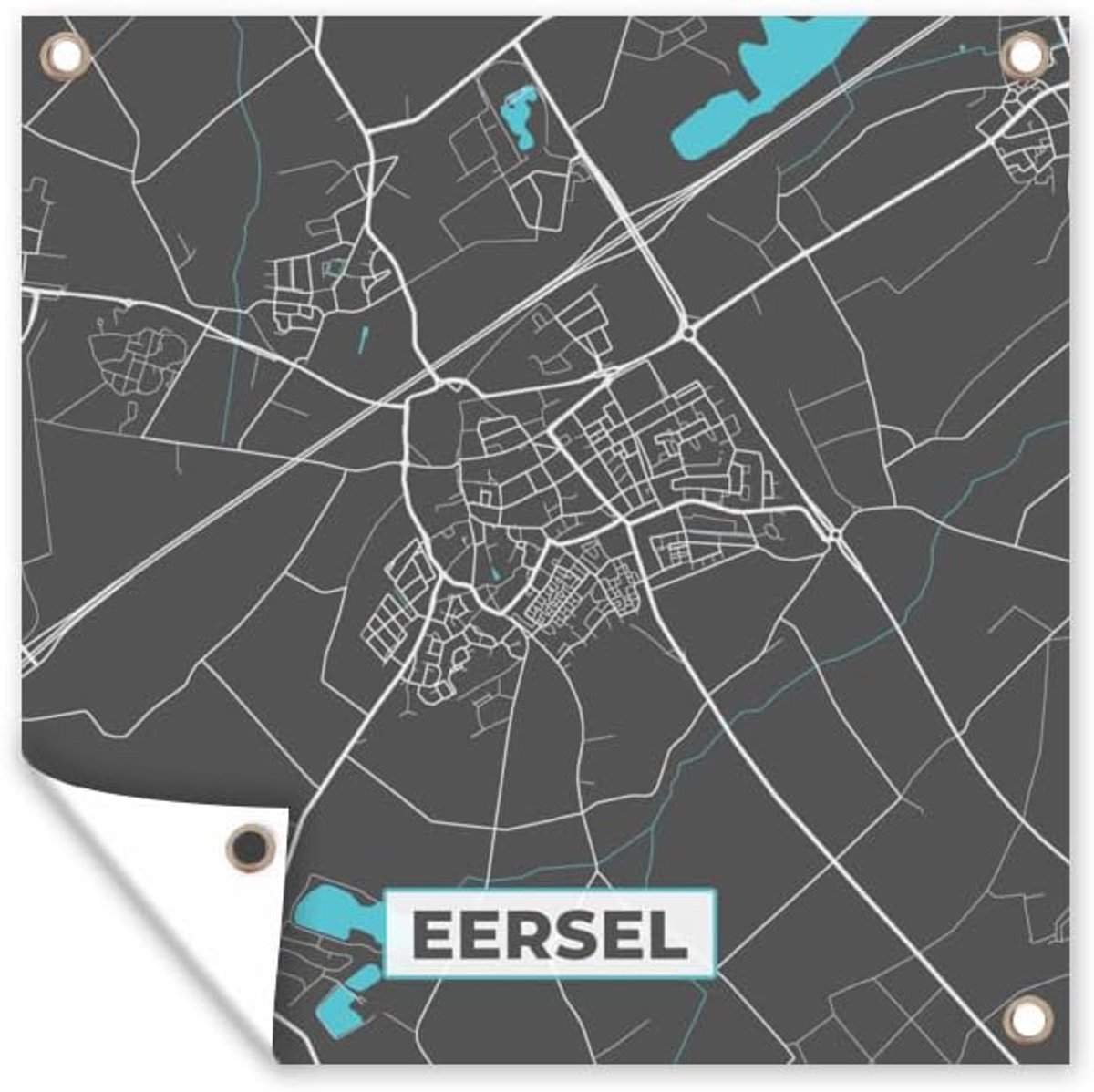 Tuinposter - 200x200 cm - Plattegrond - Eersel - Kaart - Stadskaart