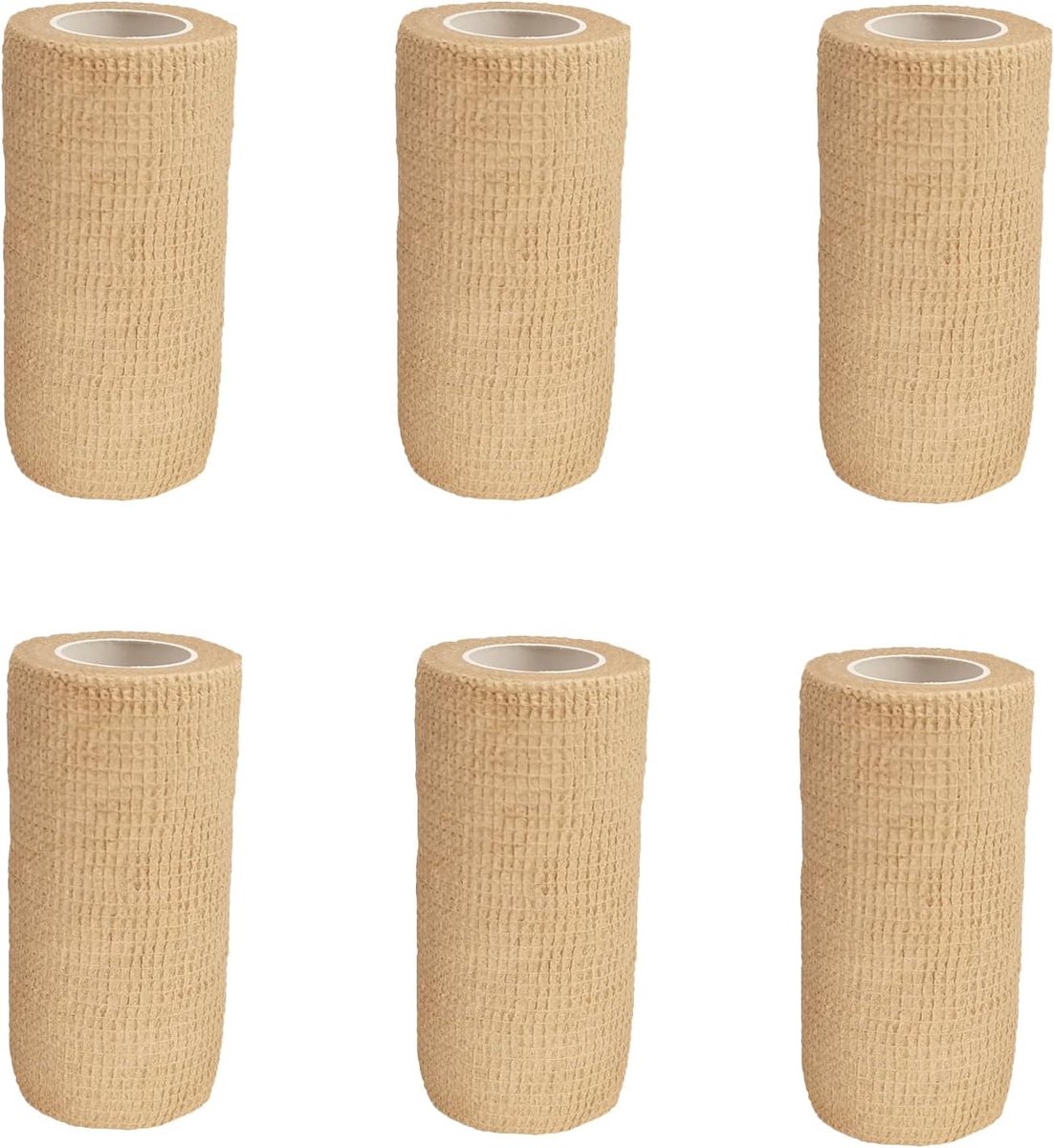 6 Rollen Zelfklevend Elastisch Verband 10cm x 4.5M Athletic Tape Elastic Cohesive Bandage Verband Wondverband Fixatieverband voor Knieën Polsen en Enkels Beige