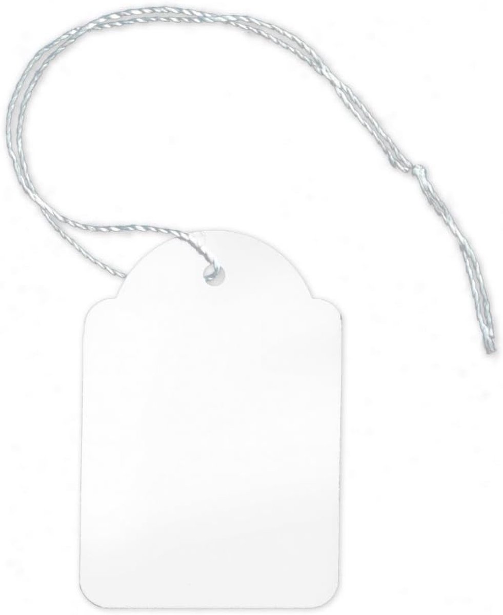 Prijsetiketten met draad (36 x 53 mm) wit I Etiketten om te beschrijven I Prijskaartjes van karton met katoenen draad I Hangetiket, cadeauhanger voor kleding en meer.