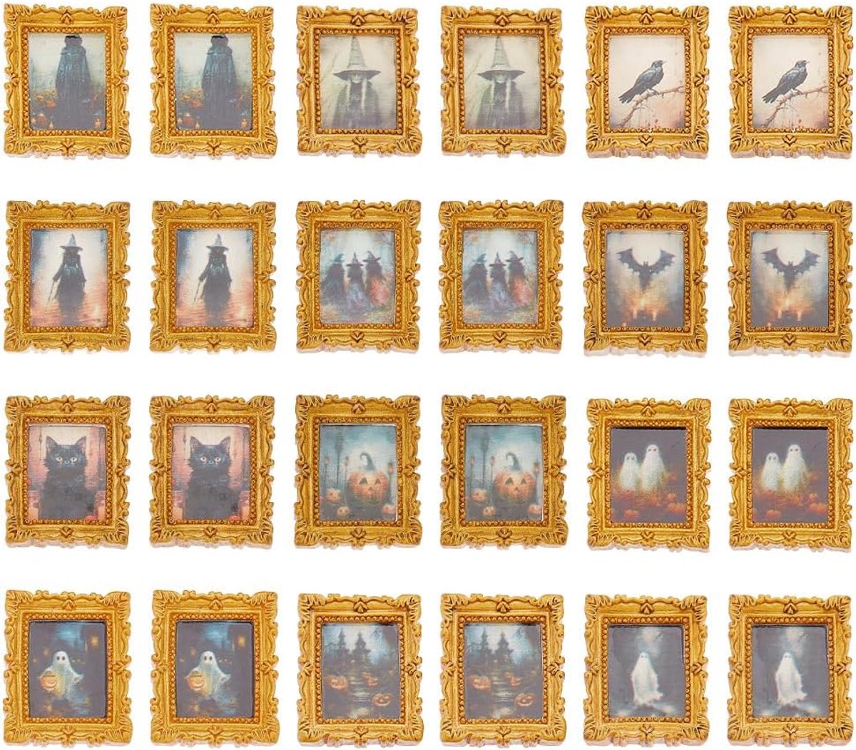 24 stks Mini Fotolijsten Retro Fotolijst Bulk 1/12 Schaal Miniatuur Opknoping Frames Kleine Gouden Frame Voor Tafelblad Display Gift, 12 Stijlen