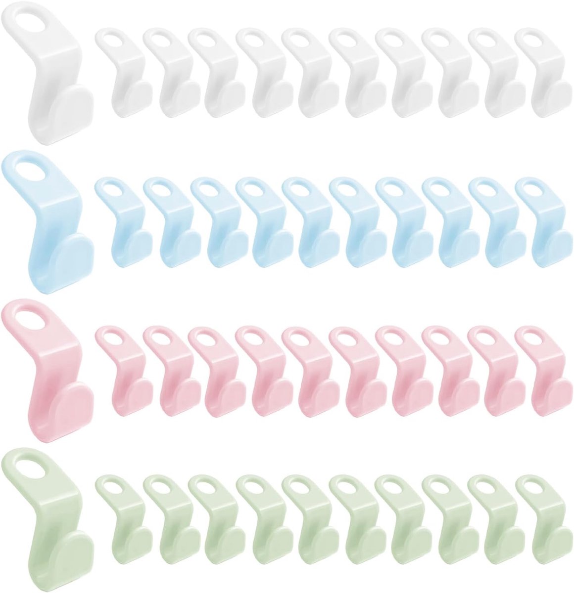 40 stuks kleerhangers, ruimtebesparend, ruimtebesparende kleerhangers, verbindingshaken, haken, kledingkast, organizer voor meer bruikbare ruimte (meerkleurig)