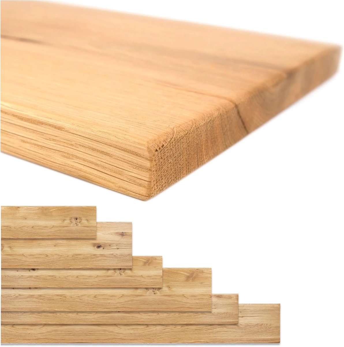 1 x Plank, eiken, wandplank, keukenplank, vensterbank, zwevende plank, massief hout, vele afmetingen, legplank, rustiek, zwevende houder, boeken, decoratie (20 cm diepte, 100 cm breed)