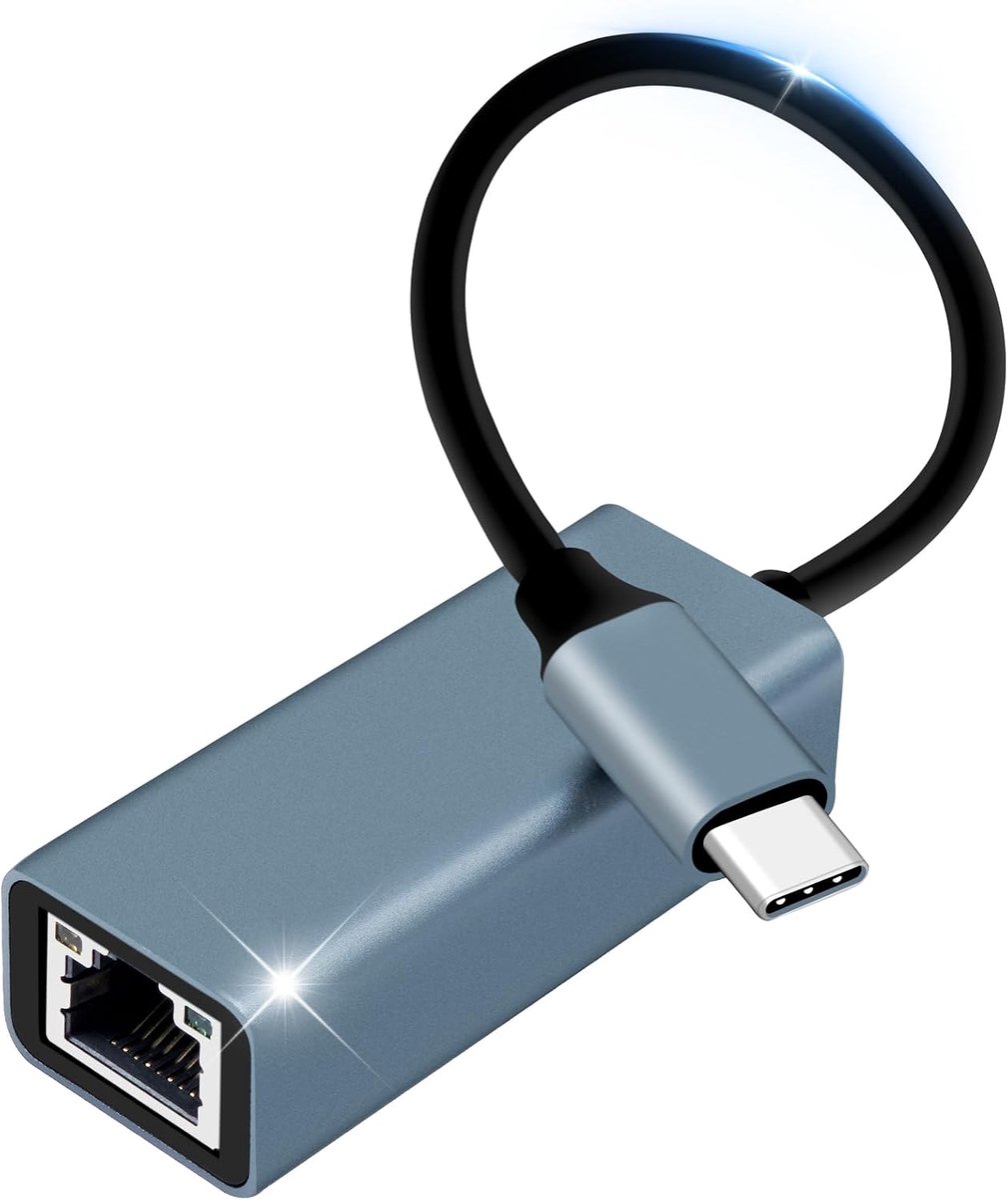 Adapter Ethernet USB C, 1Gbps Adapter RJ45 USB C Type-C Ethernet RJ45 LAN-netwerk Compatibel voor iPhone 15Pro, iPad Pro/Air, MacBook Pro/MacBook Air, Galaxy S24, Switch