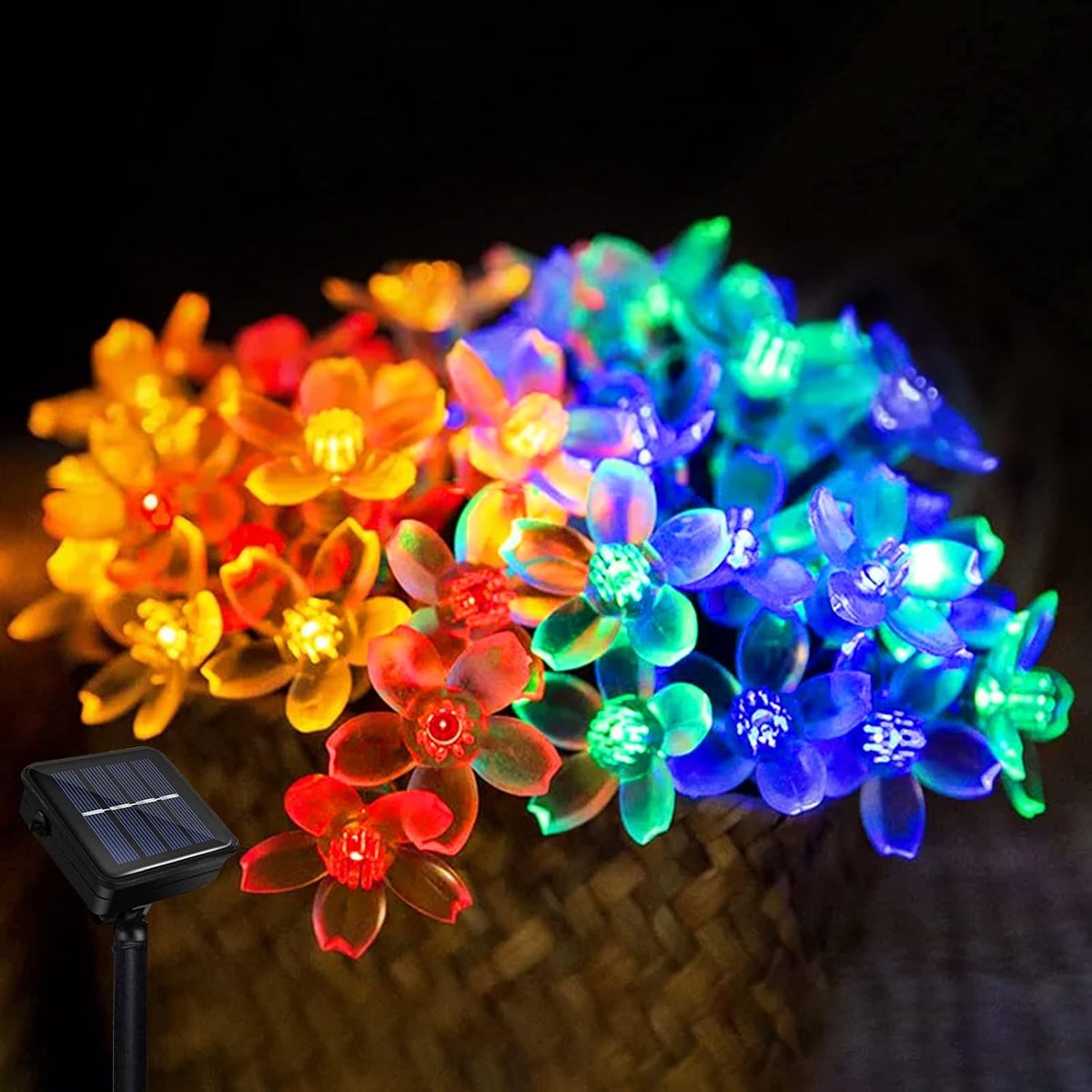 String Light Tuin, Micacorn Bloesem Zonne-Aangedreven Fee Lichten 23ft 8 Modes 50 LED Waterdichte Bloem String Lichten voor Outdoor Bruiloft Kerstfeest Vakantie Decoraties