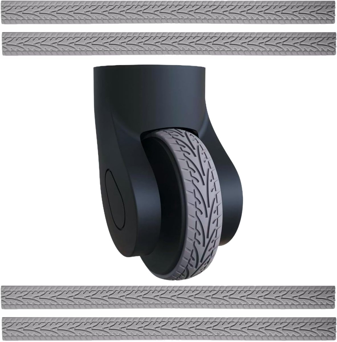 Set van 4 bagagewielbeschermers, dempende siliconen bagagewielhoes, krasbestendig en geluidsreducing, universele pasvorm voor de meeste koffers, kantoorstoelen, grijs, geen