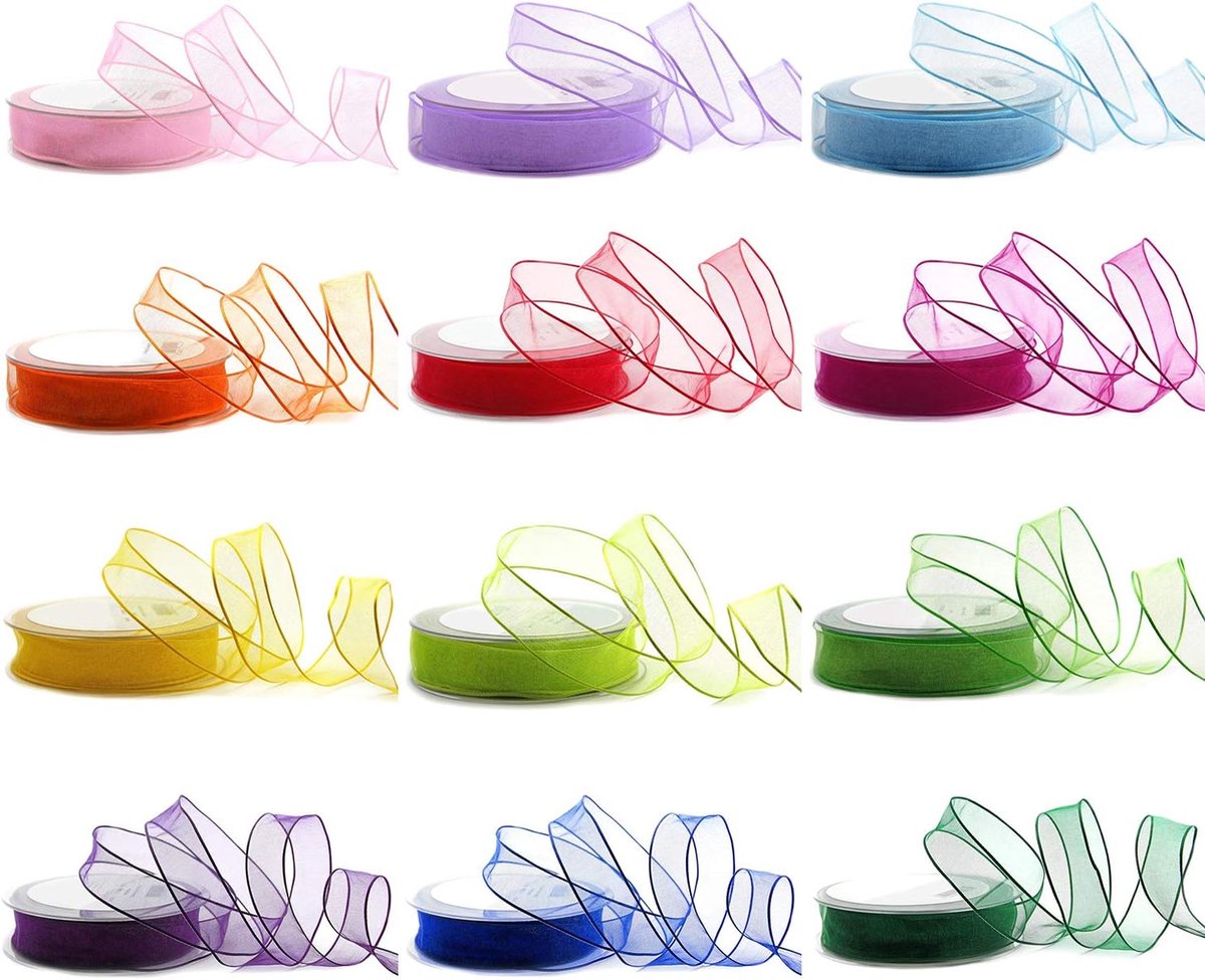 20 m x 25 mm decoratief lint chiffon bruin cadeaulint lint transparant organza met vormvaste randen premium kwaliteit bruiloft verjaardag chiffon lint effen