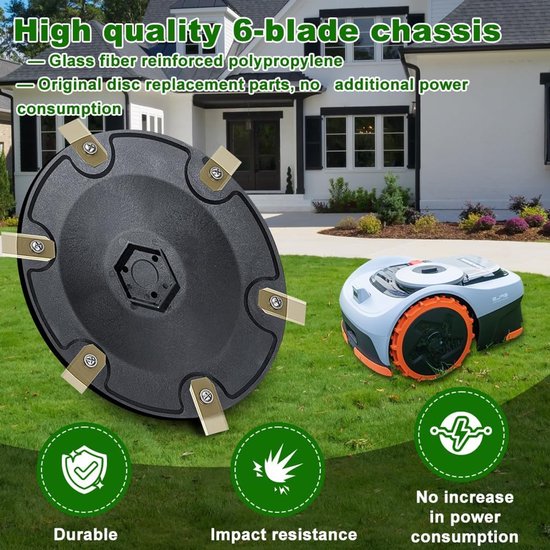 6-delige messenschijven, compatibel met ECOVACS Goat O500, O800, O1200, G1-800, G1-2000, G1, robotmaaier, messenschijf, grasrobot, draaischijf, premium maaischijf van glasvezelversterkte — afbeelding 4