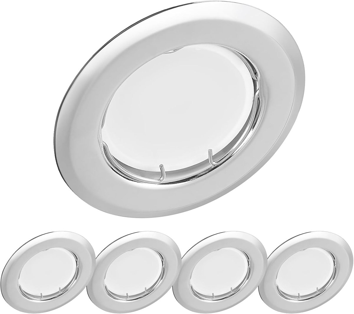 5x LED inbouwspots rond - chroom 3W 230V dimbaar Ø 52-71mm boring - plafond inbouwspot (warm wit 3000K)