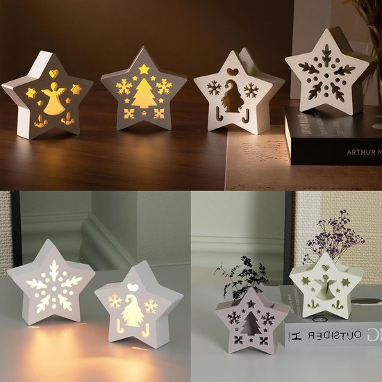 6 stuks siliconen gietvormen, kerst-siliconenvormen, sterhuis, liefde, sneeuwvlok, engel, dwerg, gietvormen, epoxyharsvormen voor zeep — afbeelding 2