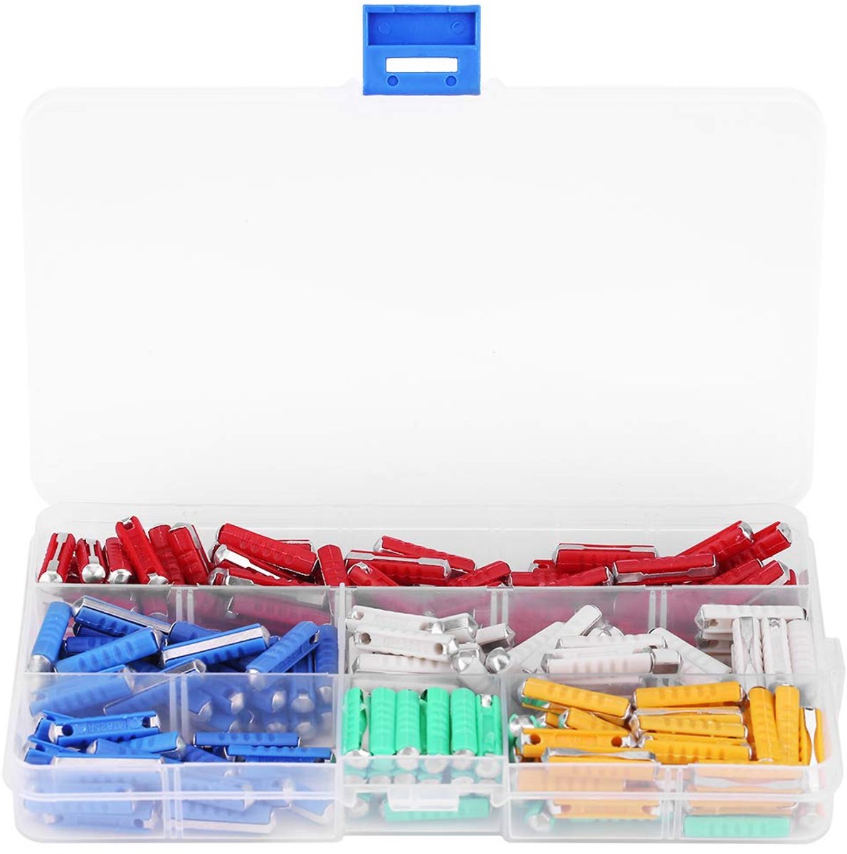 200 stks Multi Kleur Torpedo Vormige Auto Zekeringen Assortiment Kit 24 × 5.8mm 5A 8A 10A 16A 25A voor Europese Oude Stijl Auto 'S